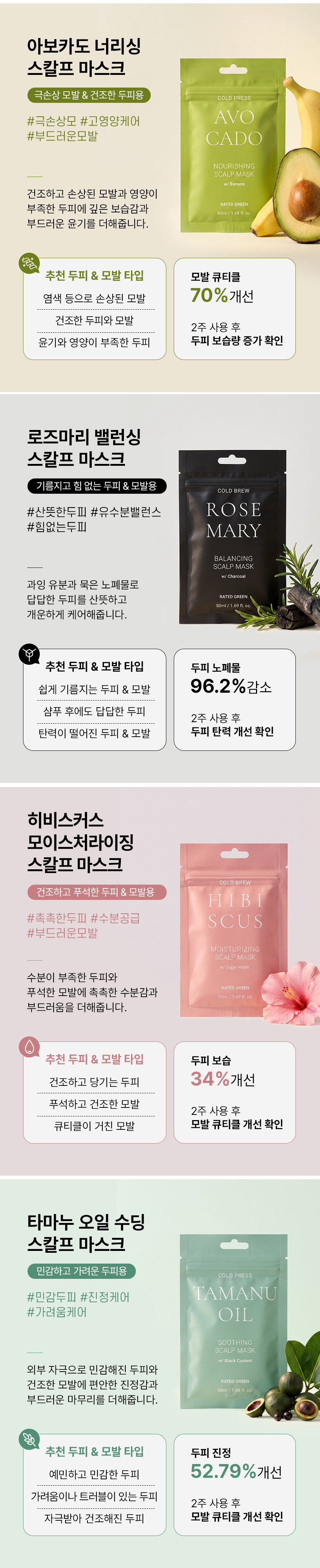 콜드브루/콜드프레스 스칼프팩 50ml 4종세트